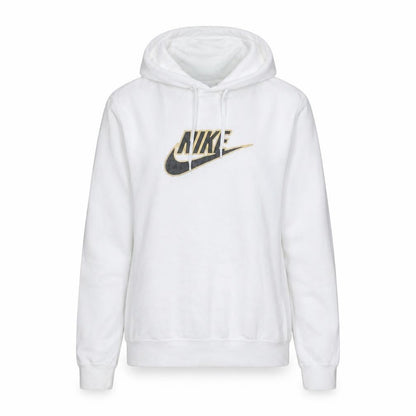 Nike Women's White Small Pullover Hoodie with Gold Logo