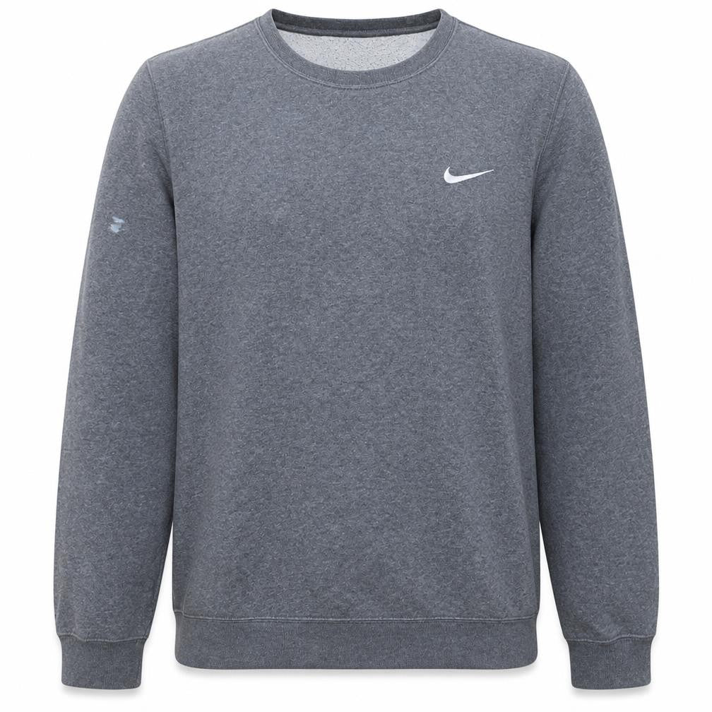 Nike Men Grey Crew Neck Logo Pullover Sweatshirt Size M