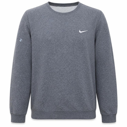 Nike Men Grey Crew Neck Logo Pullover Sweatshirt Size M
