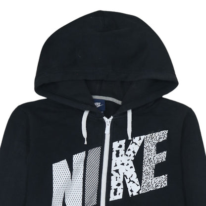 Nike Womens Black Full Zip Hoodie XL Cotton Blend Graphic Print