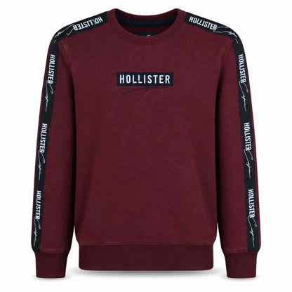 Front view of Hollister Men’s Red Crew Neck Logo Sweatshirt XS Fleece Pullover