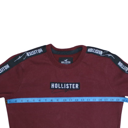 Hollister Men’s Red Crew Neck Logo Sweatshirt XS Fleece Pullover