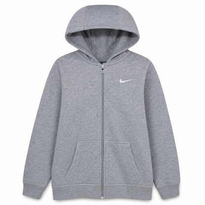 Front view of Nike boys’ grey full zip hoodie xl 13-15 years hooded sweatshirt