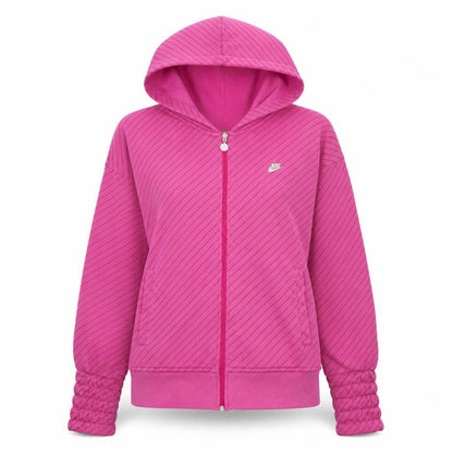 Front view of Nike Teens Pink Full Zip Hoodie XL 13-15 Years Sportswear Casual
