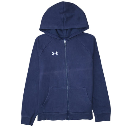 Under Armour Boys Navy Blue Full Zip Hoodie Size 158 Fleece Sweatshirt
