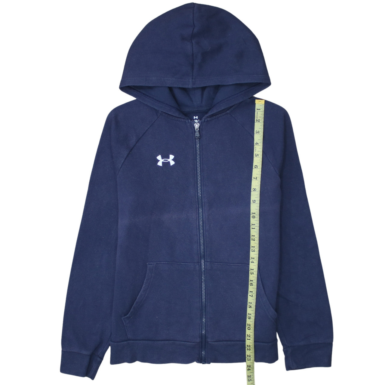 Under Armour Boys Navy Blue Full Zip Hoodie Size 158 Fleece Sweatshirt