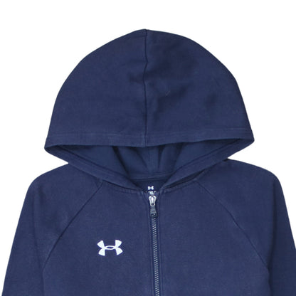 Under Armour Boys Navy Blue Full Zip Hoodie Size 158 Fleece Sweatshirt
