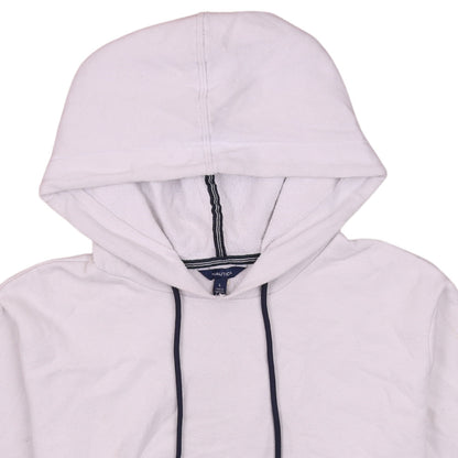 Nautica Men's White Pullover Hoodie L Stripe Sleeve Cotton Blend