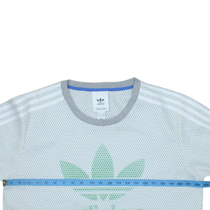 Adidas Men's White Mesh Logo Pullover Sweatshirt Size L