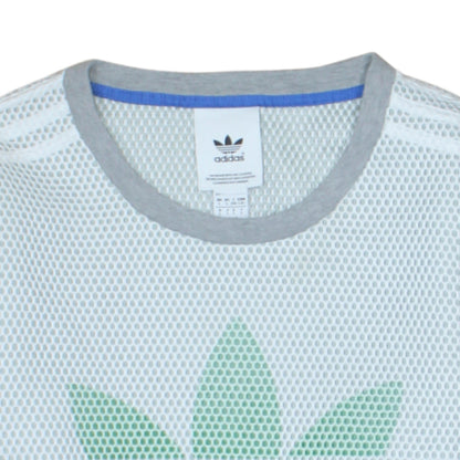 Adidas Men's White Mesh Logo Pullover Sweatshirt Size L