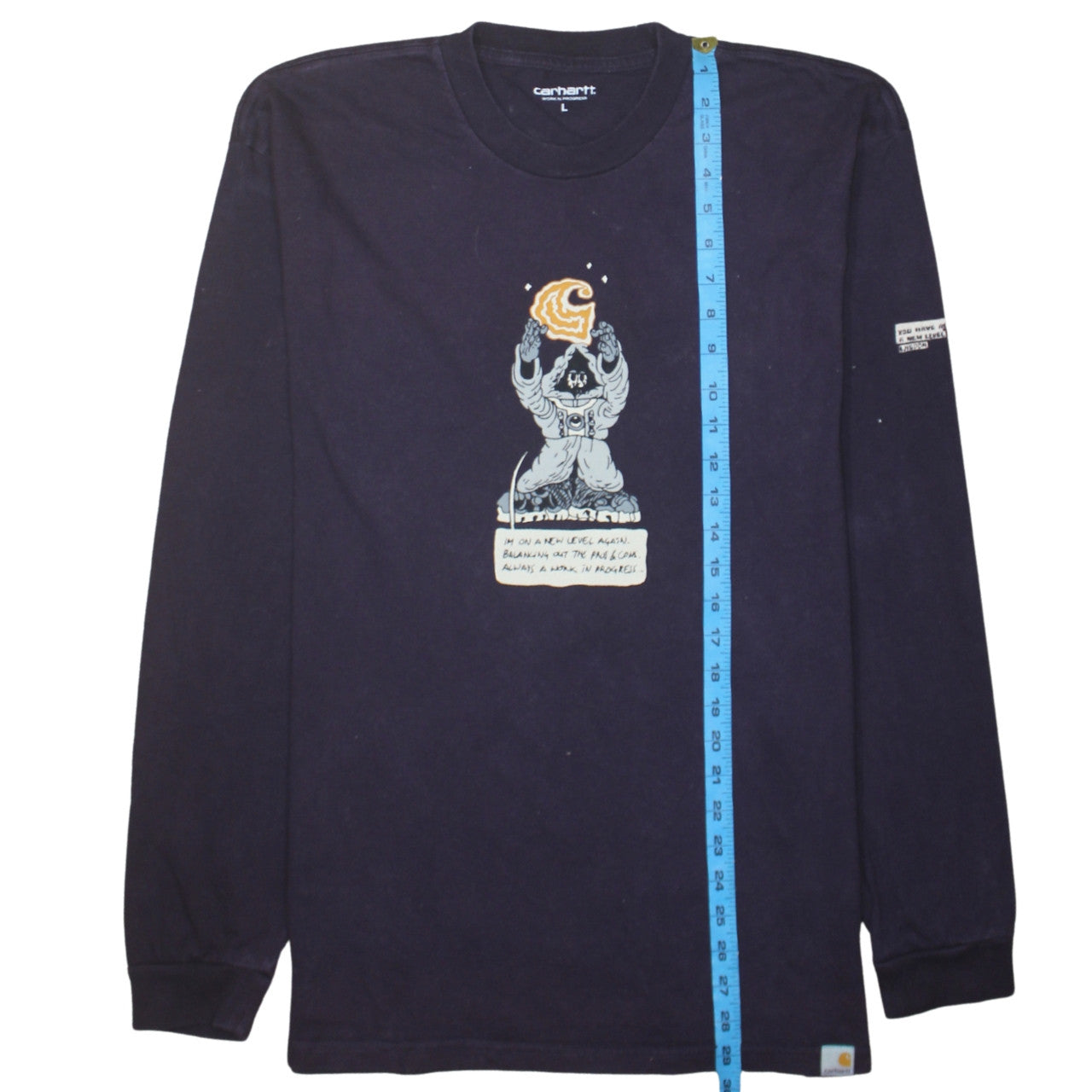 Carhartt Men's Blue Long Sleeve Graphic Cotton T-Shirt Size L