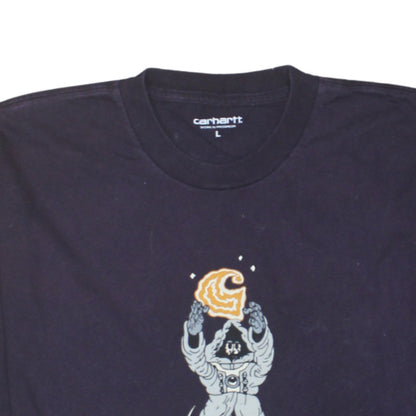 Carhartt Men's Blue Long Sleeve Graphic Cotton T-Shirt Size L
