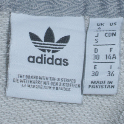 Adidas Women Grey Pullover Hoodie Size 4 Logo Print Hooded Sweatshirt