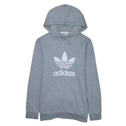Adidas Men's Grey Pullover Hoodie Small Logo Sports Fleece Sweatshirt