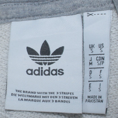 Adidas Men's Grey Pullover Hoodie Small Logo Sports Fleece Sweatshirt