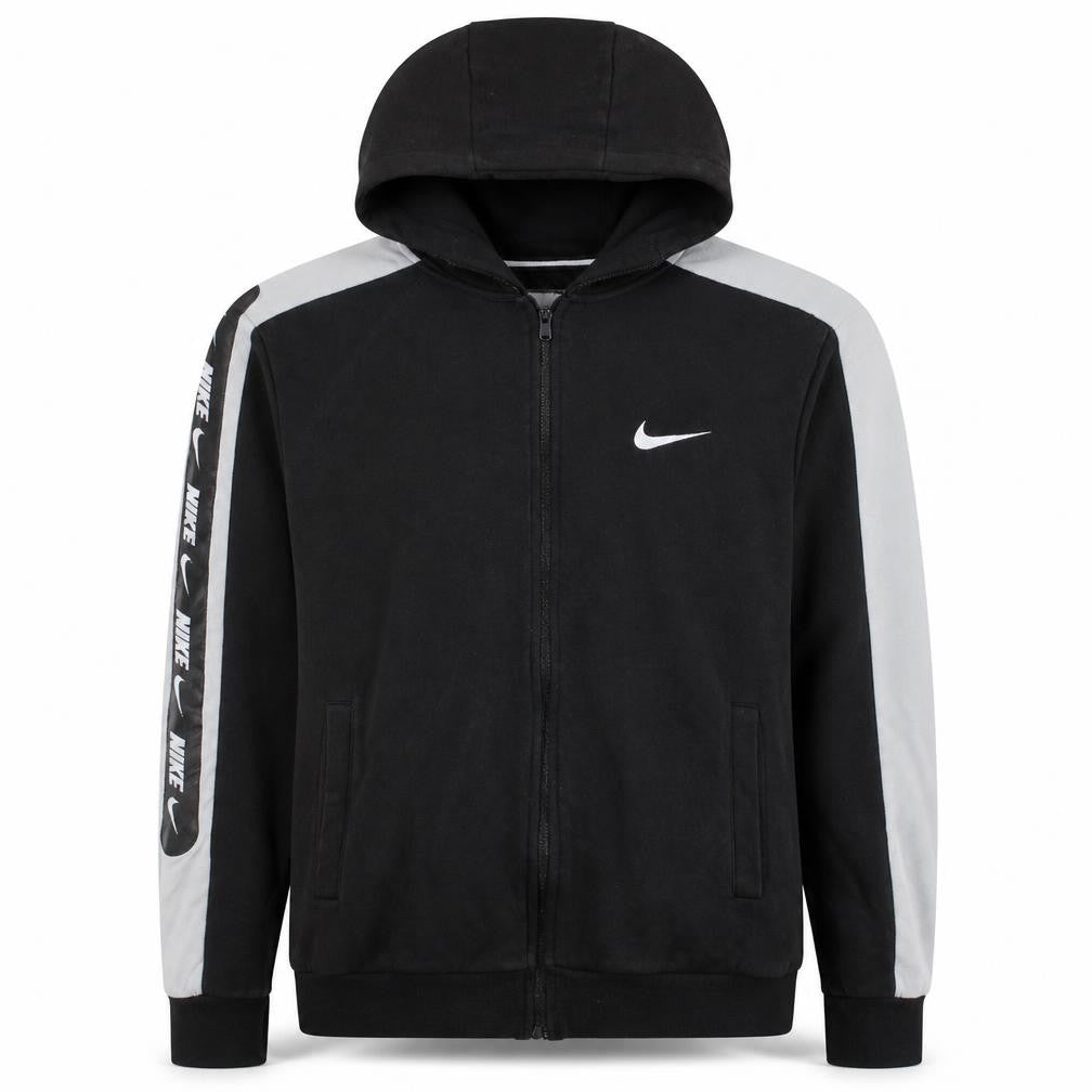 Front view of Nike Men's Black Full Zip Hoodie M Sports Fleece Sweatshirt