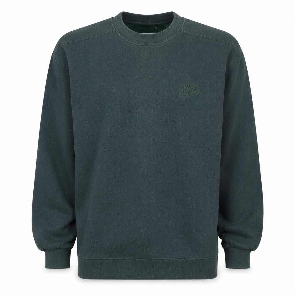 Front view of Nike Men’s Green Embroidered Logo Crew Neck Sweatshirt, size M