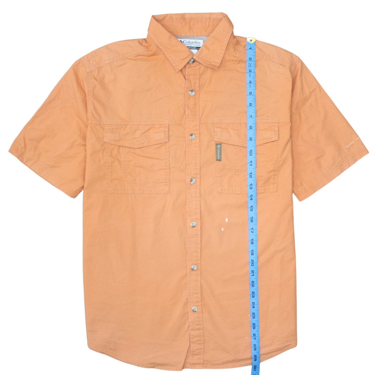 Columbia Men's Orange Short Sleeve Button-Up Outdoor Shirt L
