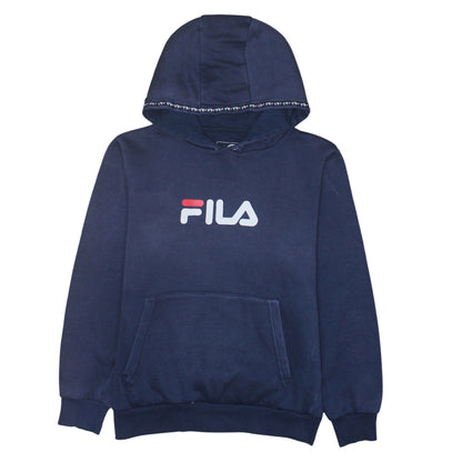 FILA Boys Navy Blue Pullover Hoodie 13-15 Years Logo Cotton Blend