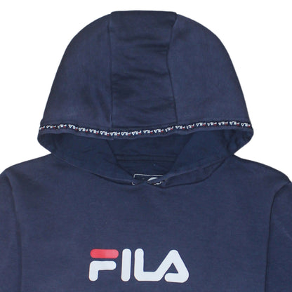 FILA Boys Navy Blue Pullover Hoodie 13-15 Years Logo Cotton Blend