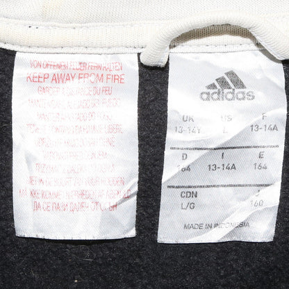 Adidas Boys Black Full Zip Hoodie 13-14 Years Classic 3-Stripes Design