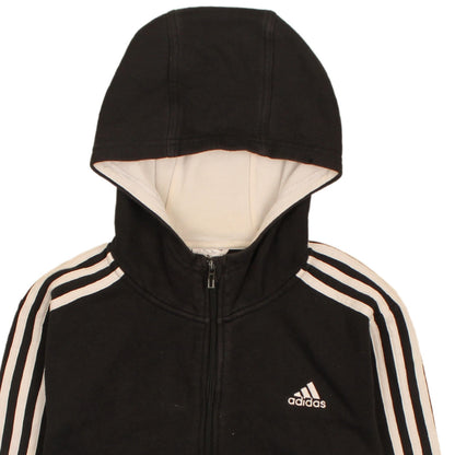 Adidas Boys Black Full Zip Hoodie 13-14 Years Classic 3-Stripes Design