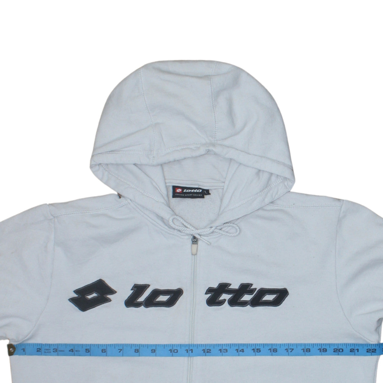 Lotto Men's White Full Zip Hoodie Size L Sports Fleece Sweatshirt