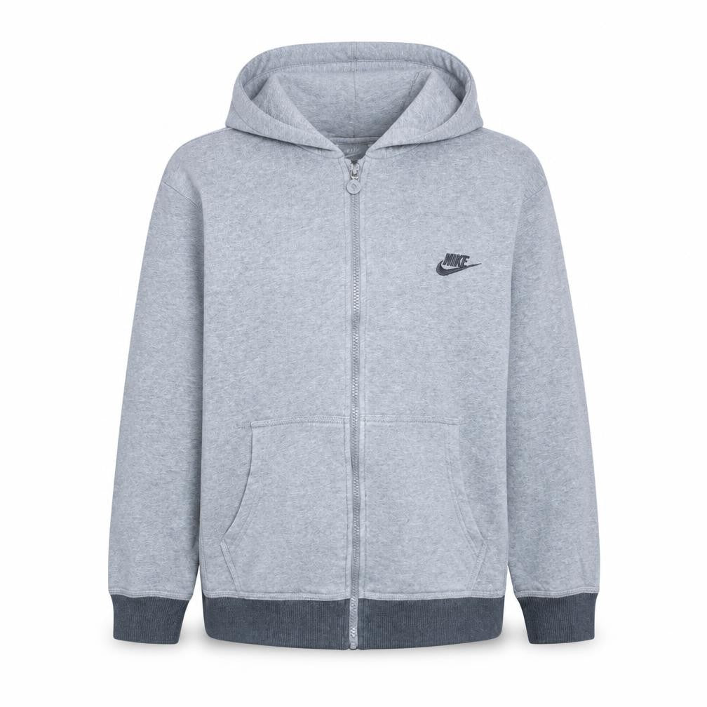 Front view of Nike Teens Grey Full Zip Hoodie Sweatshirt L 12/13 Years