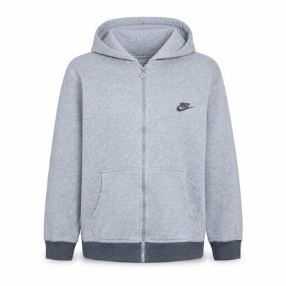 Front view of Nike Teens Grey Full Zip Hoodie Sweatshirt L 12/13 Years
