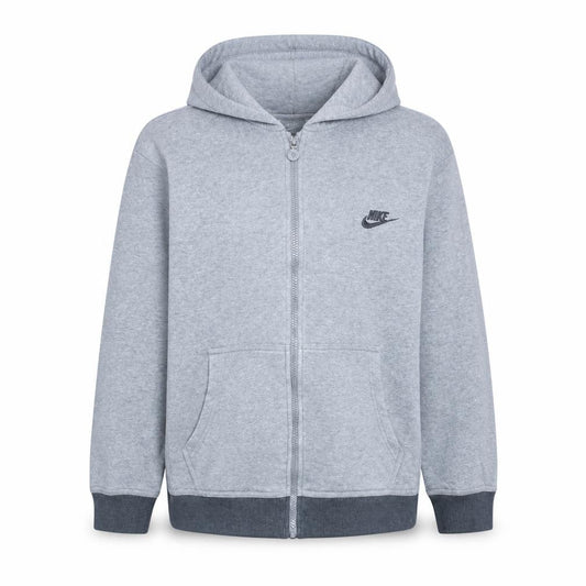 Front view of Nike Teens Grey Full Zip Hoodie Sweatshirt L 12/13 Years