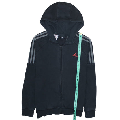 adidas Boys Black Full Zip Hoodie 14 Years Fleece Lined Sportswear