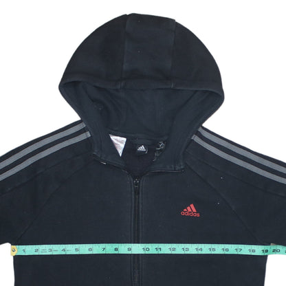 adidas Boys Black Full Zip Hoodie 14 Years Fleece Lined Sportswear