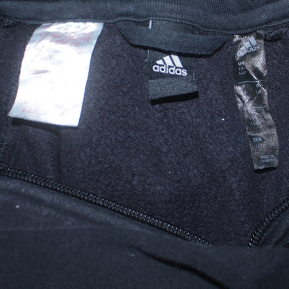 adidas Boys Black Full Zip Hoodie 14 Years Fleece Lined Sportswear