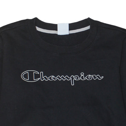 Champion Men's Black Logo Crew Neck Sweatshirt Size M Regular Fit