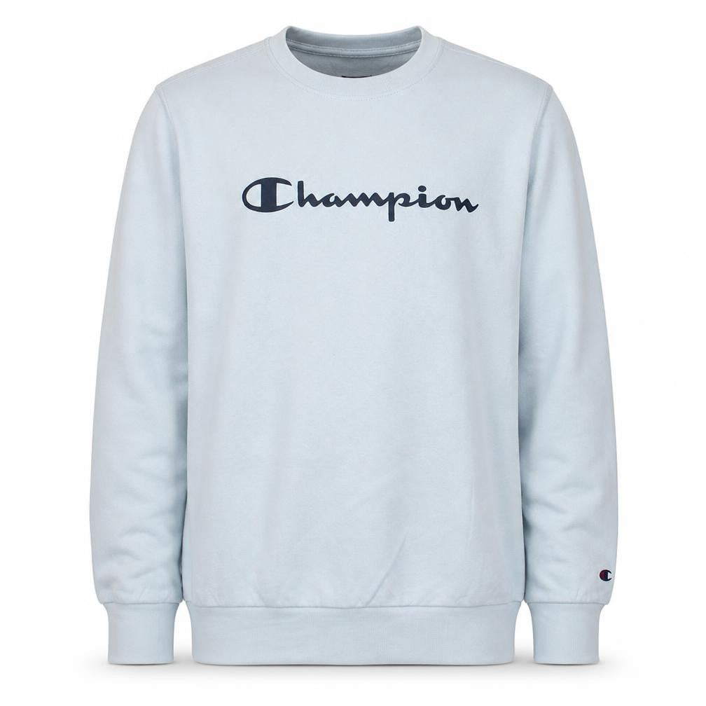 Front view of Champion boys’ white 2xl crew neck logo sweatshirt cotton blend