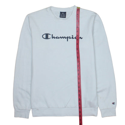 Champion Boys White 2XL Crew Neck Logo Sweatshirt Cotton Blend