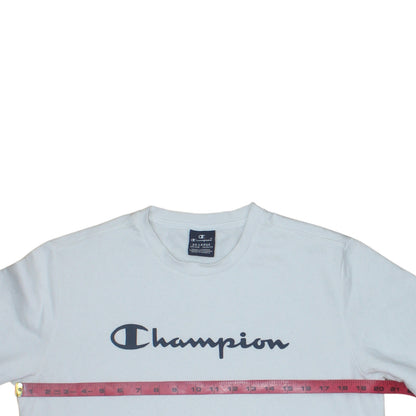 Champion Boys White 2XL Crew Neck Logo Sweatshirt Cotton Blend