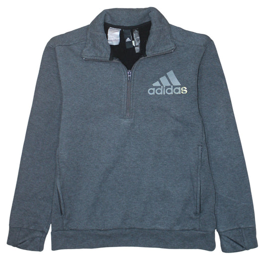 Adidas Boys Grey 13-14 Years 1/2 Zip Sweatshirt Hoodie