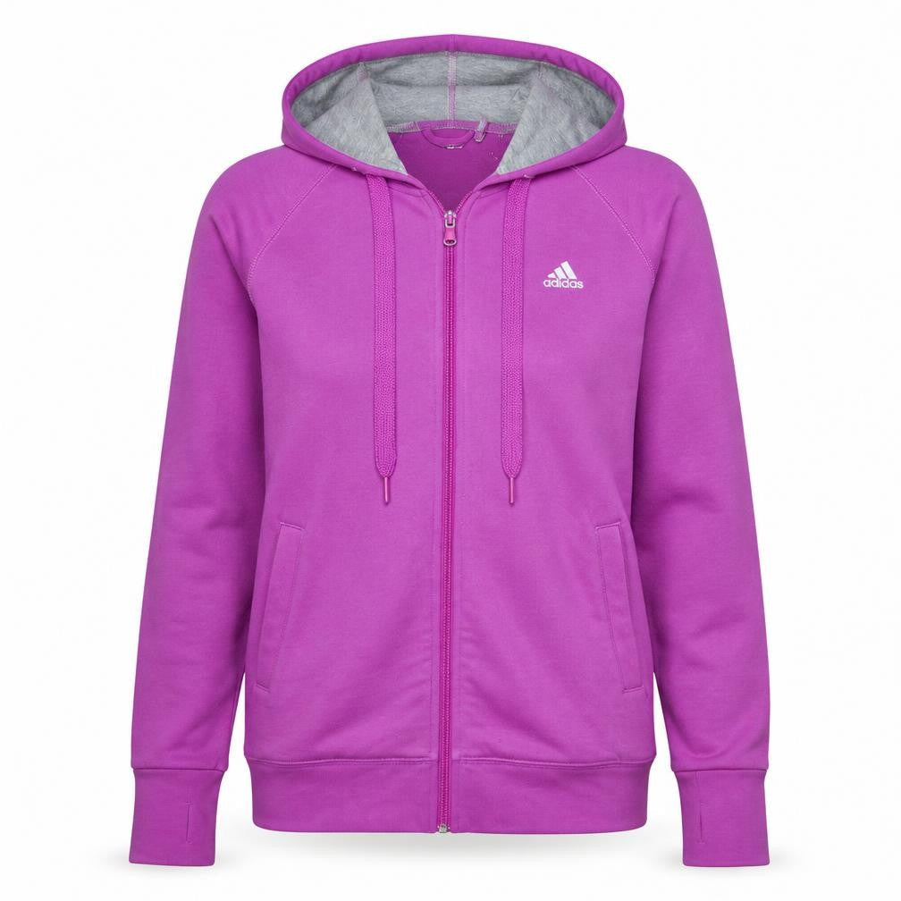 Adidas Women’s Pink Full Zip Hoodie Size 12-14 M Cotton Blend