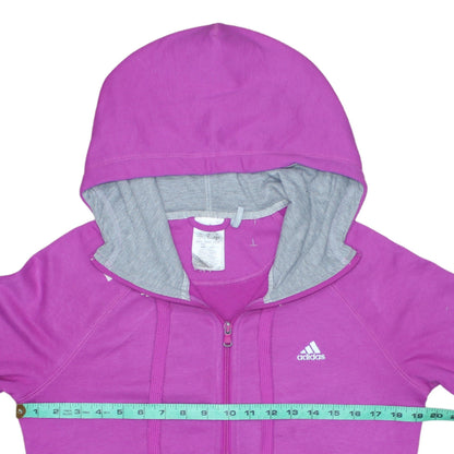 Adidas Women’s Pink Full Zip Hoodie Size 12-14 M Cotton Blend