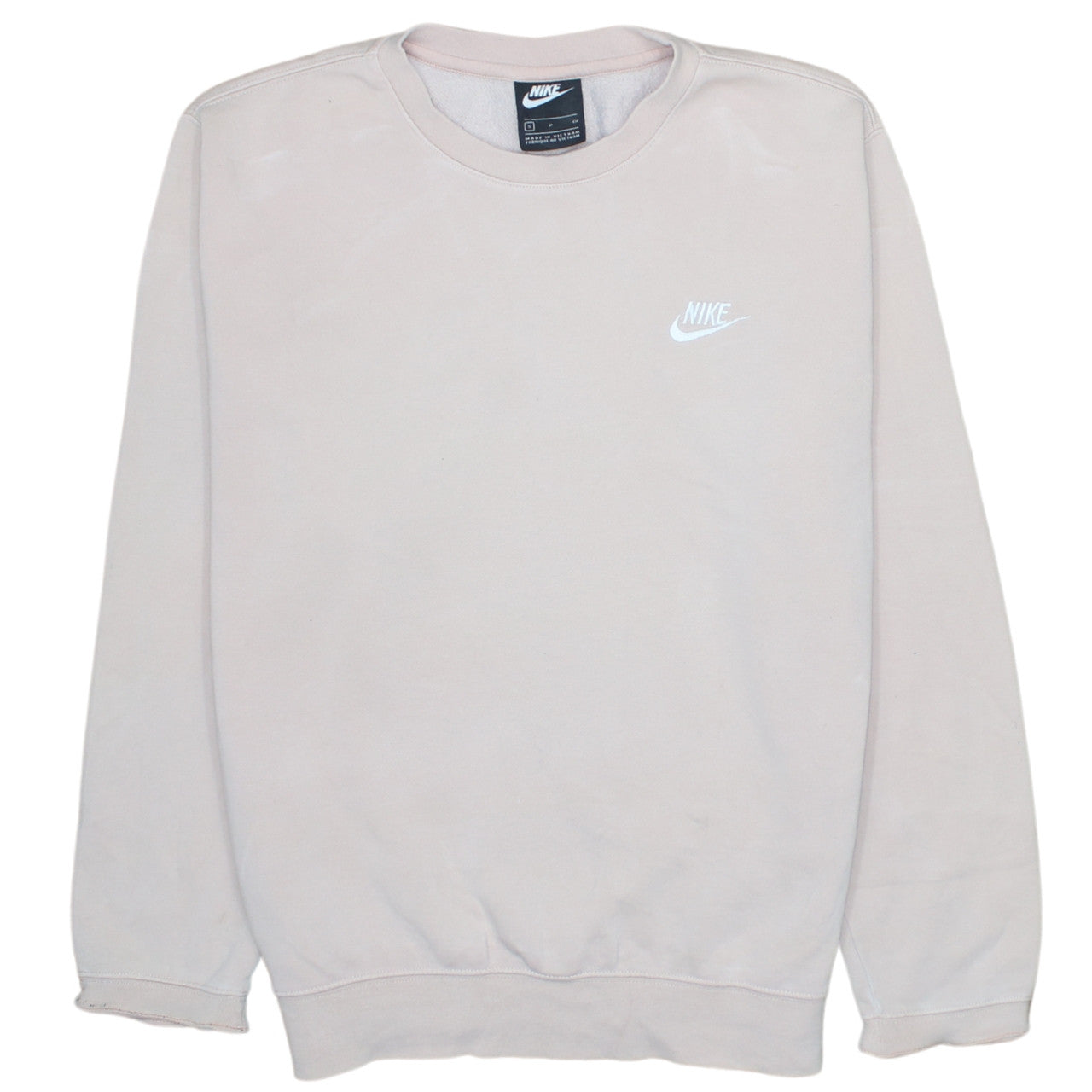 Nike Men's Beige Small Pullover Fleece Sweatshirt Crew Neck