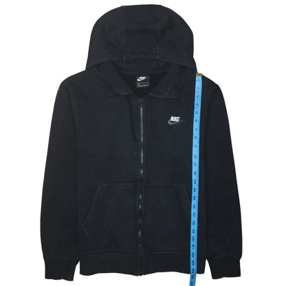 Nike Men's Black Full Zip Hoodie Small Logo Fleece Sweatshirt