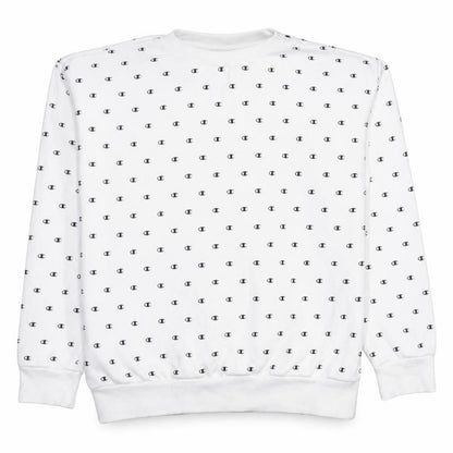 Champion Boys White Medium Sweatshirt All Over Logo Long Sleeve
