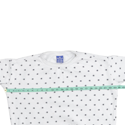Champion Boys White Medium Sweatshirt All Over Logo Long Sleeve