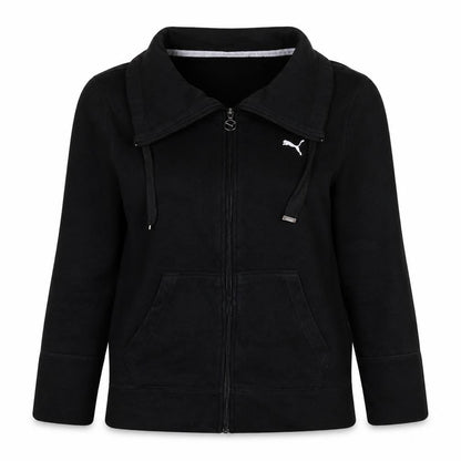 Puma Womens Black Full Zip Hoodie UK 10 with Logo Detail