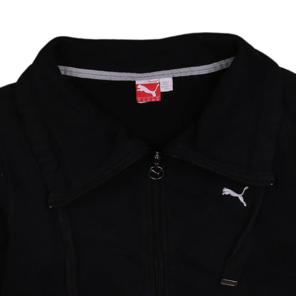 Puma Womens Black Full Zip Hoodie UK 10 with Logo Detail