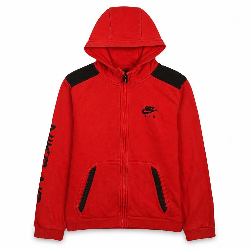 Front view of Nike Teens Red Full Zip Hoodie Sweatshirt L 147-158cm Standard Fit