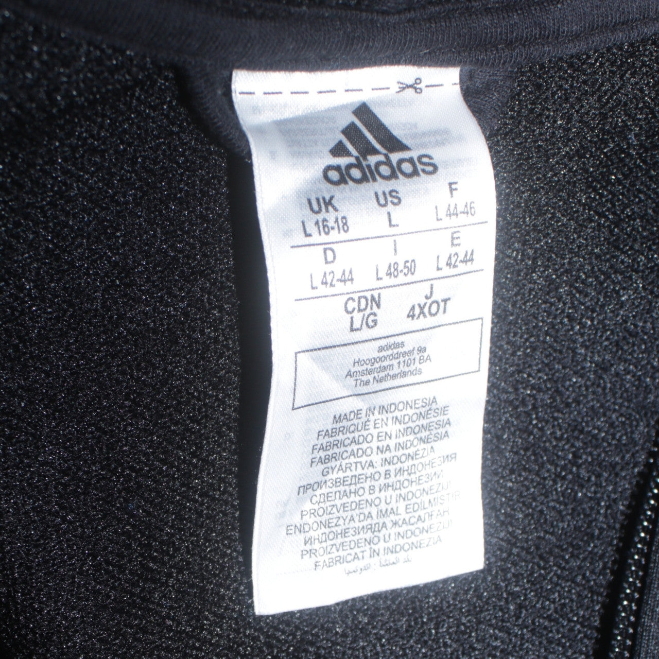 Adidas Womens Black Full Zip Hoodie L 16-18 Classic Sportswear
