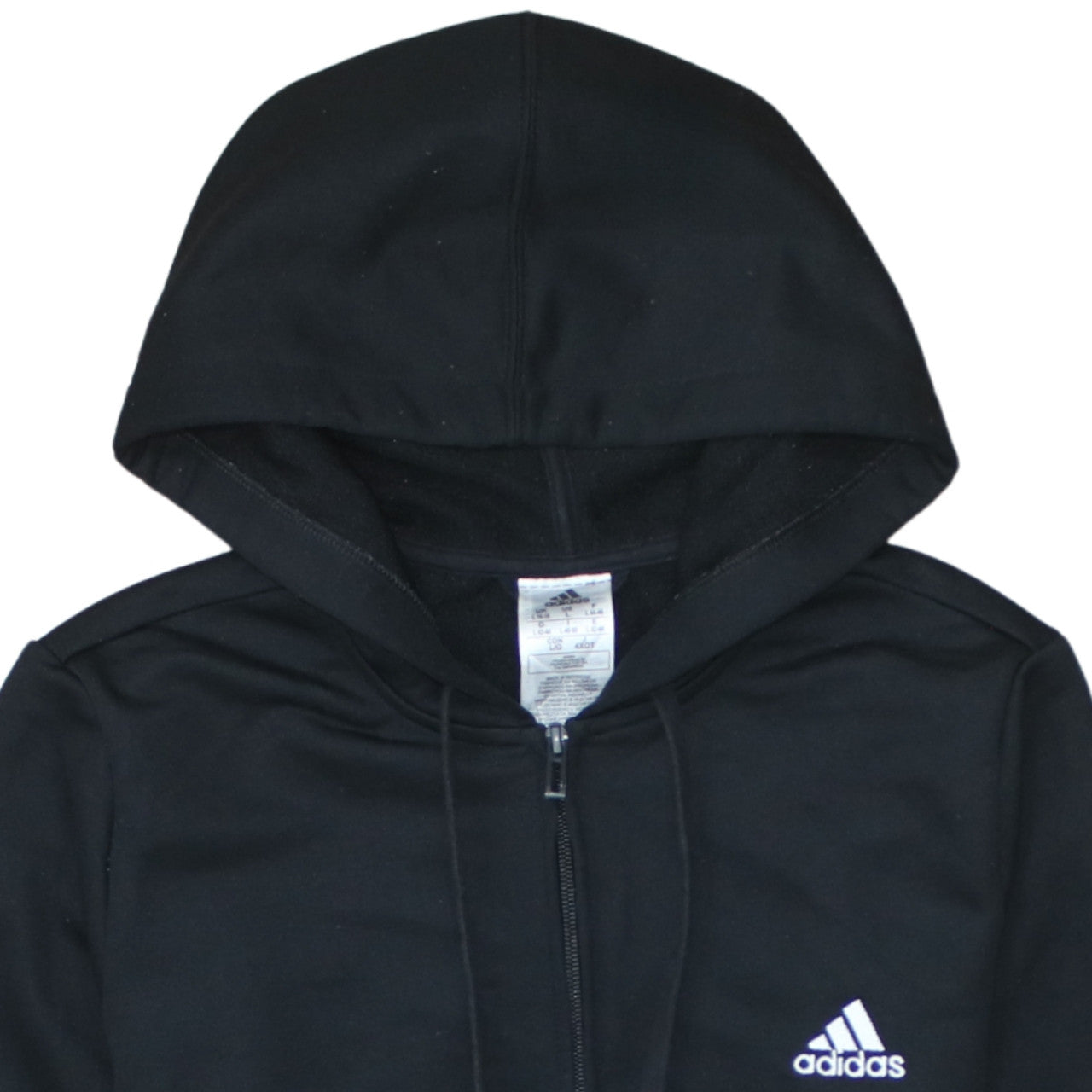 Adidas Womens Black Full Zip Hoodie L 16-18 Classic Sportswear