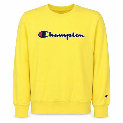 Champion Men's Yellow Embroidered Logo Pullover Sweatshirt Medium